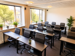 Det lyse teorilokale hos Sands Køreskole i Randers C
